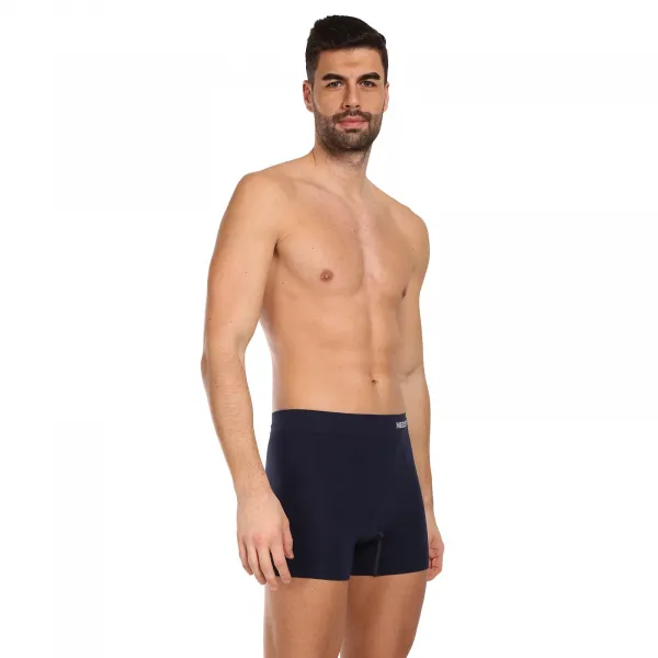 3PACK pánske boxerky Nedeto bezšvové bambusové modre (3NDTB002S) L, trenky