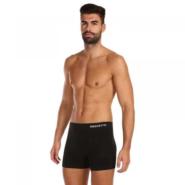 Pánske boxerky Nedeto bezšvové bambusové čierne (NDTB001S) M, trenky