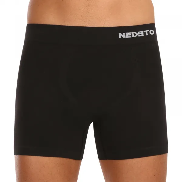 5PACK pánske boxerky Nedeto bezšvové bambusové čierne (5NDTB001S) M, trenky