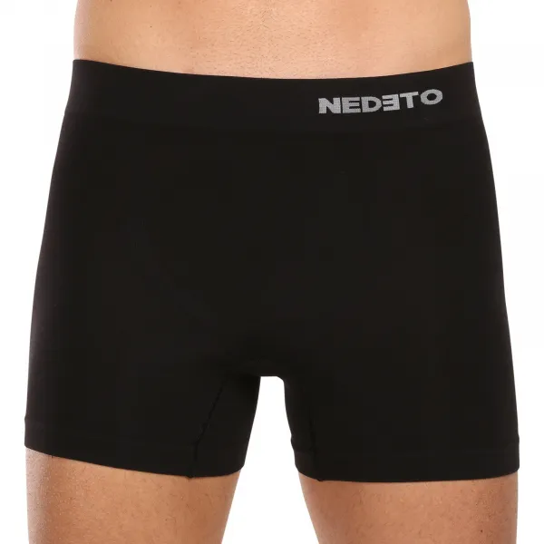 3PACK pánske boxerky Nedeto bezšvové bambusové čierne (3NDTB001S) M, trenky