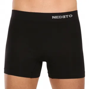 3PACK pánske boxerky Nedeto bezšvové bambusové čierne (3NDTB001S) M, trenky