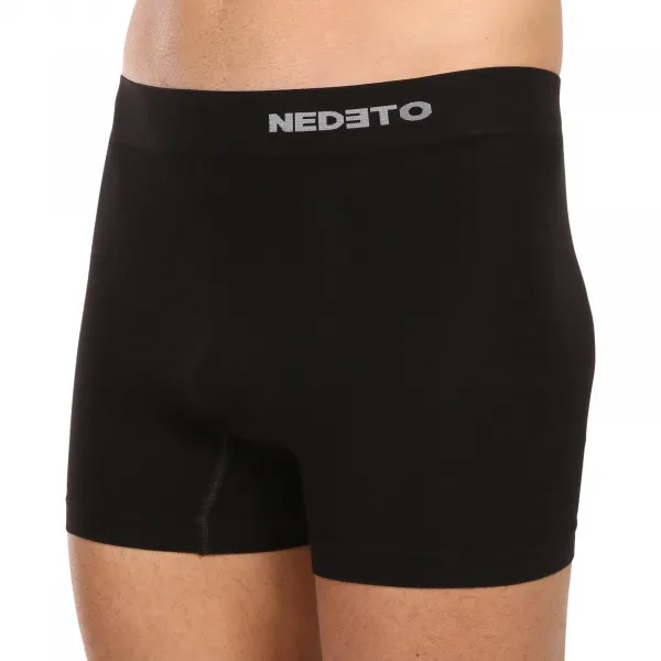 3PACK pánske boxerky Nedeto bezšvové bambusové čierne (3NDTB001S) M, trenky