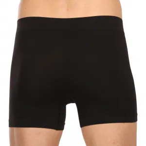 3PACK pánske boxerky Nedeto bezšvové bambusové čierne (3NDTB001S) M, trenky