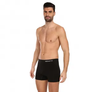 3PACK pánske boxerky Nedeto bezšvové bambusové čierne (3NDTB001S) M, trenky