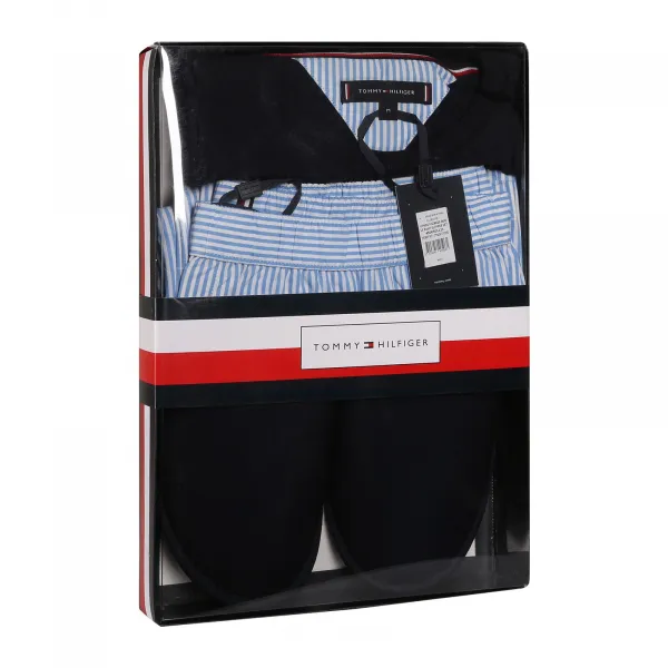 Pánske pyžamo Tommy Hilfiger s papučami viacfarebné v darčekovém balenie (UM0UM03025 0SO) L
