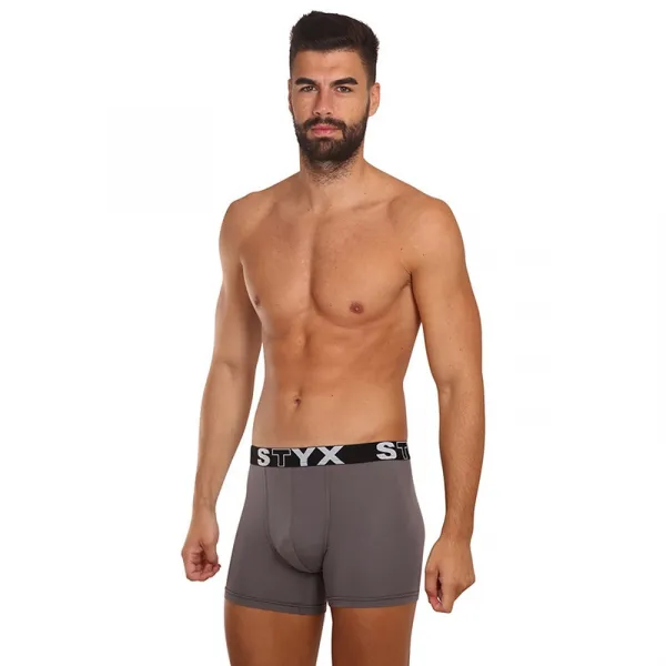 3PACK pánske boxerky Styx long športová guma tmavo šedé (3U1063) M, trenky
