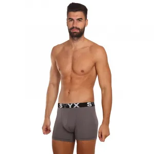 3PACK pánske boxerky Styx long športová guma tmavo šedé (3U1063) M, trenky
