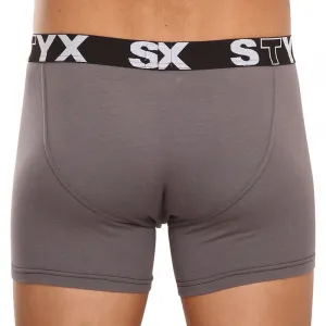 3PACK pánske boxerky Styx long športová guma tmavo šedé (3U1063) M, trenky