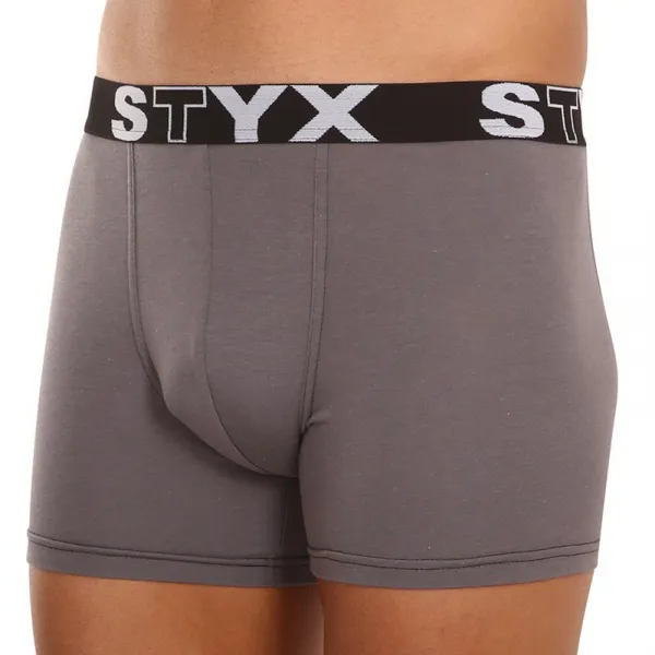 3PACK pánske boxerky Styx long športová guma tmavo šedé (3U1063) M, trenky