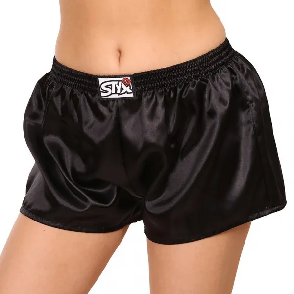 3PACK dámske trenky Styx klasická guma saténové čierne (3L0960) S, trenírky