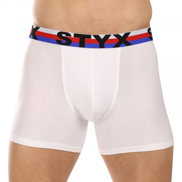 3PACK pánske boxerky Styx long športová guma biele trikolóra (3U2061) S, trenky