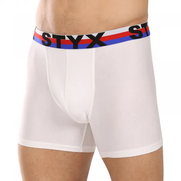 3PACK pánske boxerky Styx long športová guma biele trikolóra (3U2061) S, trenky