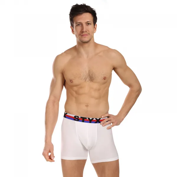 3PACK pánske boxerky Styx long športová guma biele trikolóra (3U2061) S, trenky