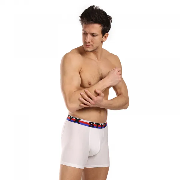 3PACK pánske boxerky Styx long športová guma biele trikolóra (3U2061) S, trenky
