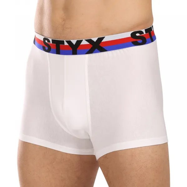 3PACK pánske boxerky Styx športová guma biele trikolóra (3G2061) S, trenky