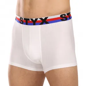 3PACK pánske boxerky Styx športová guma biele trikolóra (3G2061) S, trenky