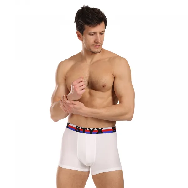 3PACK pánske boxerky Styx športová guma biele trikolóra (3G2061) S, trenky