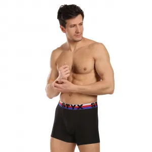 3PACK pánske boxerky Styx long športová guma čierne trikolóra (3U1960) M, trenky