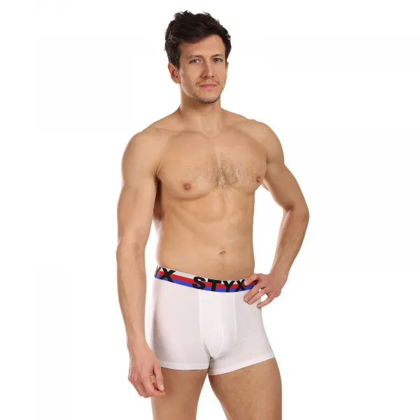 3PACK pánske boxerky Styx športová guma biele trikolóra (3G2061) S, trenky