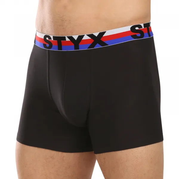 3PACK pánske boxerky Styx long športová guma čierne trikolóra (3U1960) M, trenky