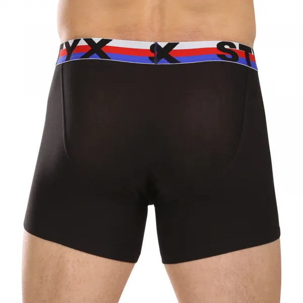 3PACK pánske boxerky Styx long športová guma čierne trikolóra (3U1960) M, trenky