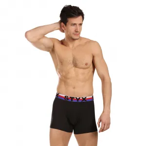 3PACK pánske boxerky Styx long športová guma čierne trikolóra (3U1960) M, trenky