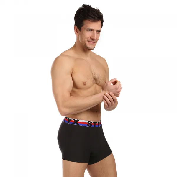 3PACK pánske boxerky Styx športová guma čierne trikolóra (3G1960) M, trenky