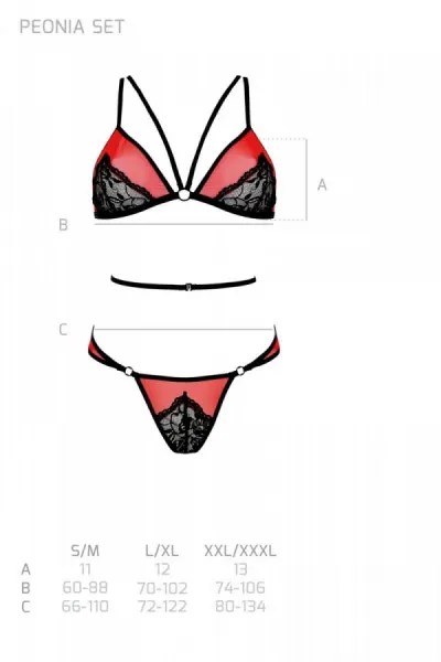 Dámsky set Passion červený (Peonia set) S/M
