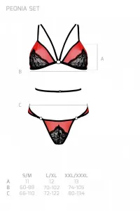 Dámsky set Passion červený (Peonia set) S/M