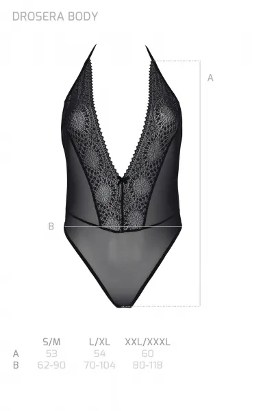 Dámske body Passion čierne (Drosera body) S/M