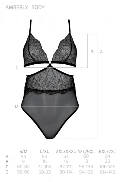 Dámske body Passion čierne (Amberly body) S/M