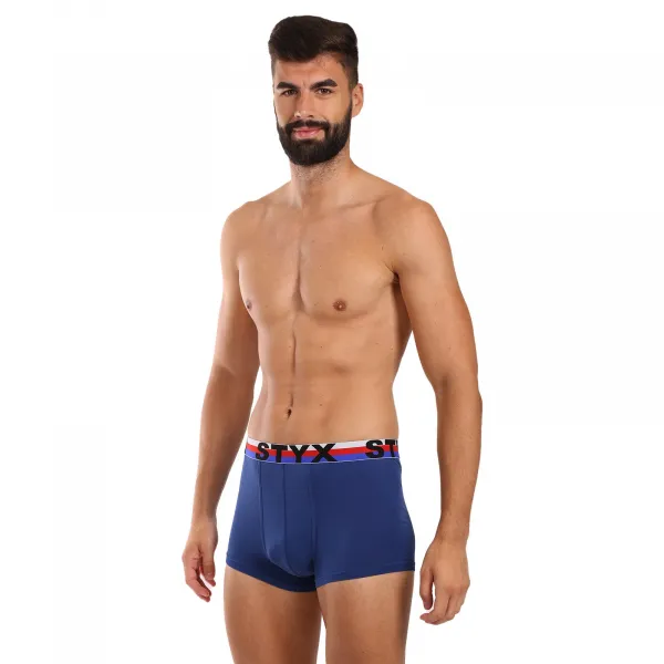 Pánske boxerky Styx športová guma tmavo modré trikolóra (G1968) S, trenky