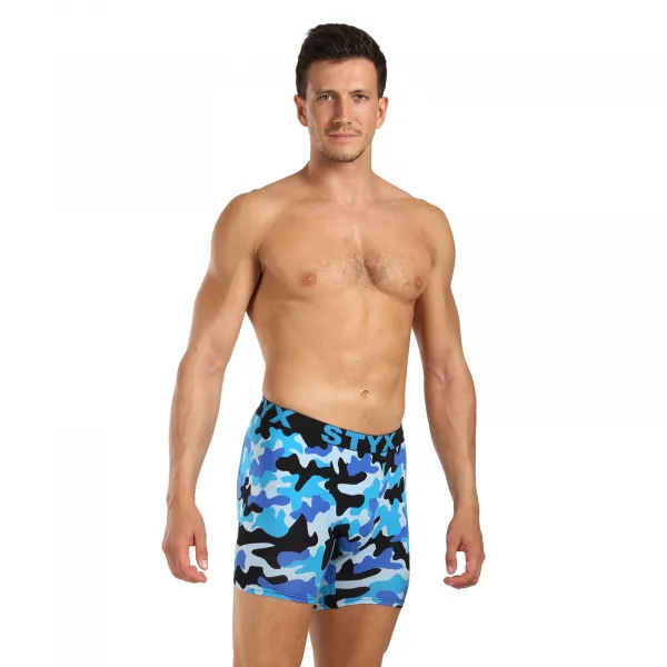 Pánske boxerky Styx long art športová guma maskáč modrý (UN1850) S, trenky