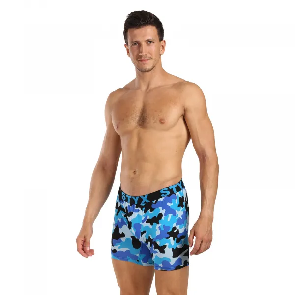 Pánske boxerky Styx long art športová guma maskáč modrý (UN1850) S, trenky