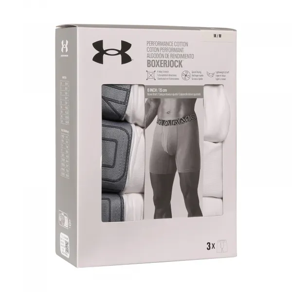 3PACK pánske boxerky Under Armour bielé (1383889 100) M, trenky