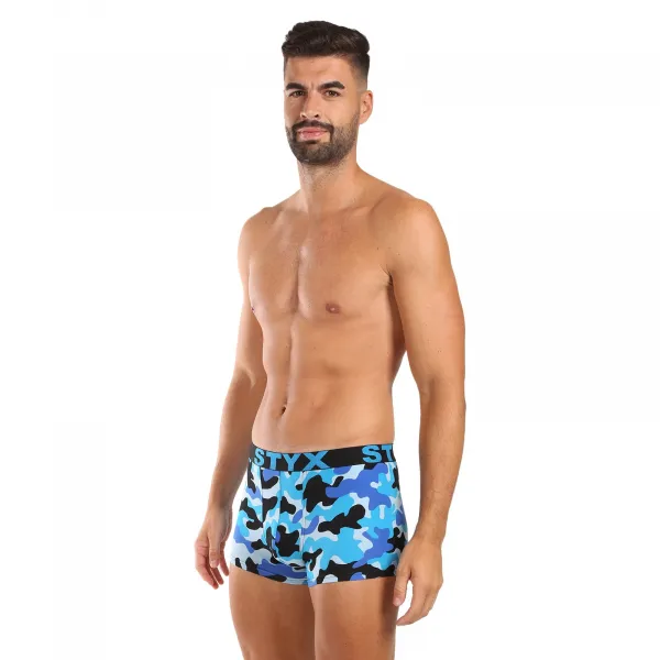 Pánske boxerky Styx art športová guma maskáč modrý (G1850) S, trenky