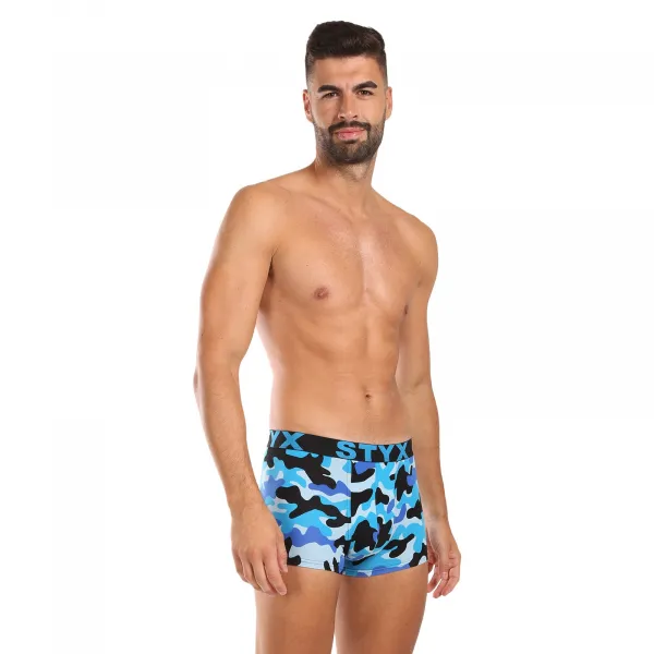 Pánske boxerky Styx art športová guma maskáč modrý (G1850) S, trenky