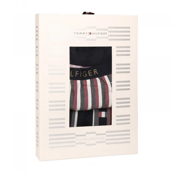 Pánske pyžamo Tommy Hilfiger s papučami viacfarebné v darčekovém balenie (UM0UM02989 0VB) M