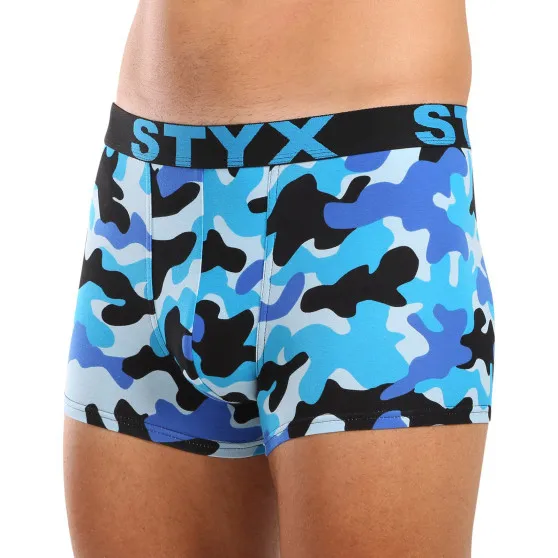 Pánske boxerky Styx art športová guma nadrozmer maskáč modrý (R1850) 3XL, trenky