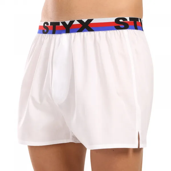 3PACK pánske trenky Styx športová guma biele trikolóra (3B2061) S, trenírky