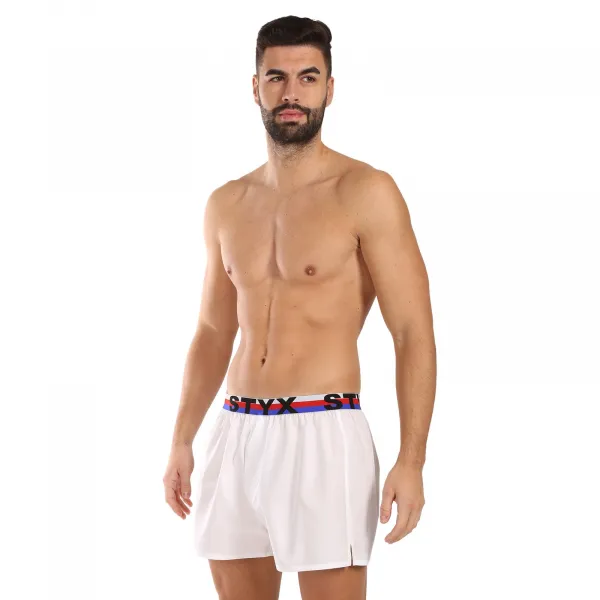 3PACK pánske trenky Styx športová guma biele trikolóra (3B2061) S, trenírky