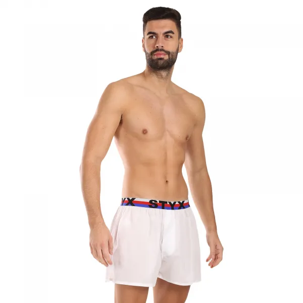 3PACK pánske trenky Styx športová guma biele trikolóra (3B2061) S, trenírky