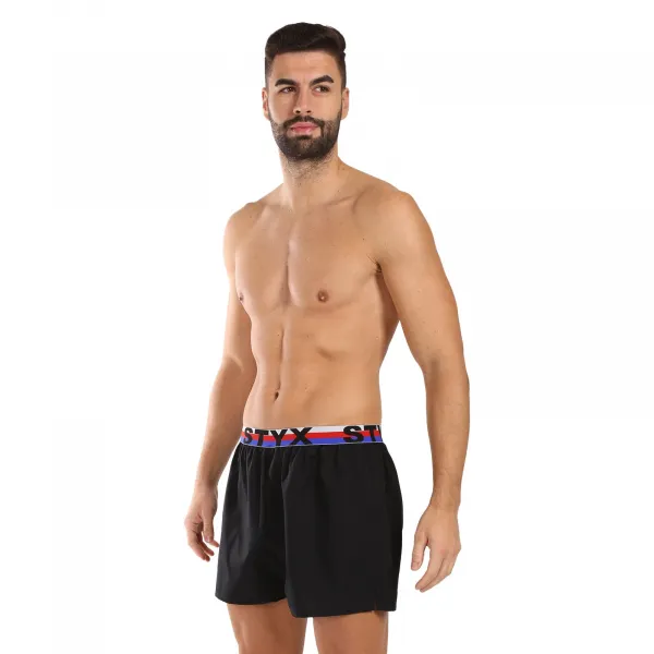 5PACK pánske trenky Styx športová guma čierne trikolóra (5B1960) M, trenírky