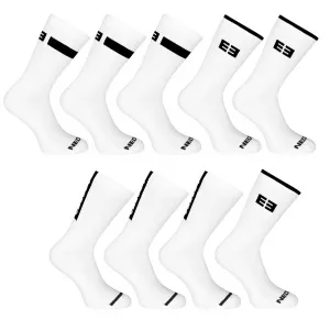9PACK ponožky Nedeto športové vysoké bielé (9NOB1) M