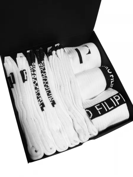 9PACK ponožky Pietro Filipi športové vysoké bielé (9POB1) S