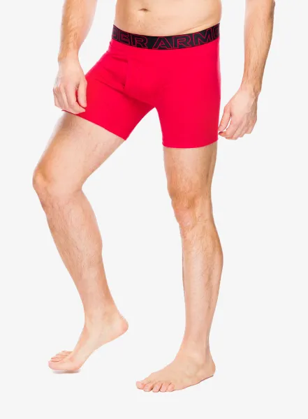 Boxerky Under Armour Performance Cotton 6 in 3-Pack Boxerjock - castlerock full htr/red/steel