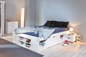 Posteľ z masívu 180x200cm s výsuvnými nočnými stolíkmi a úložným