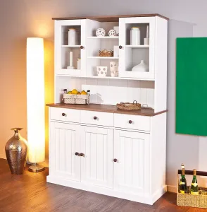 Široký kredenc i z masívu carson - biela/hnedá