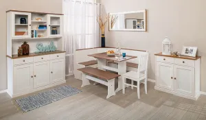 Široký kredenc i z masívu carson - biela/hnedá