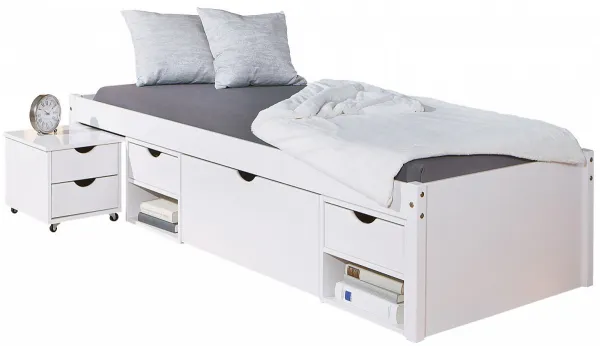 Posteľ z masívu 90x200cm s výsuvným nočným stolíkom a úložným